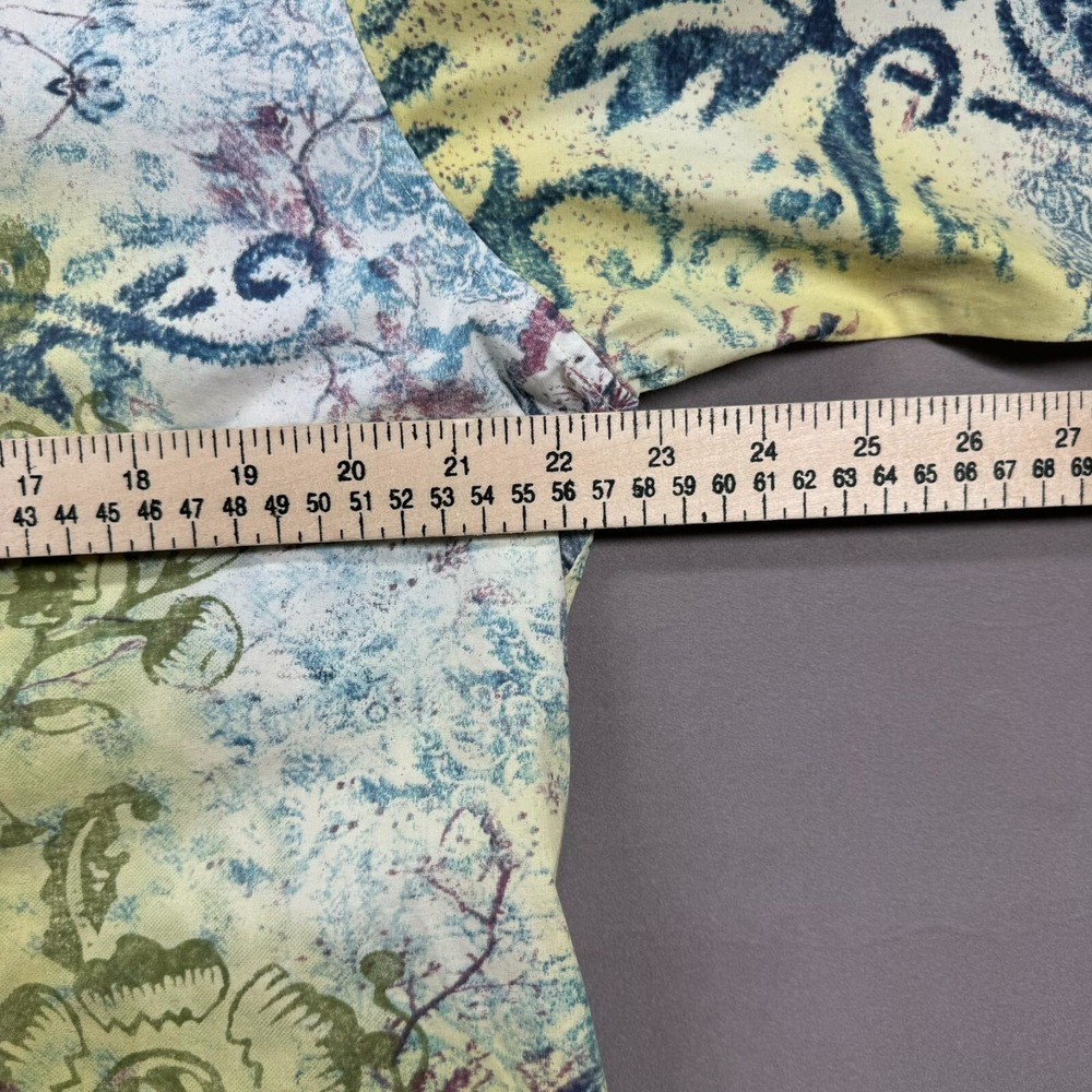 Indigo Palms Button Up Shirt Mens M Multicolor Floral Paisley Cotton Art Print - Picture 6 of 7
